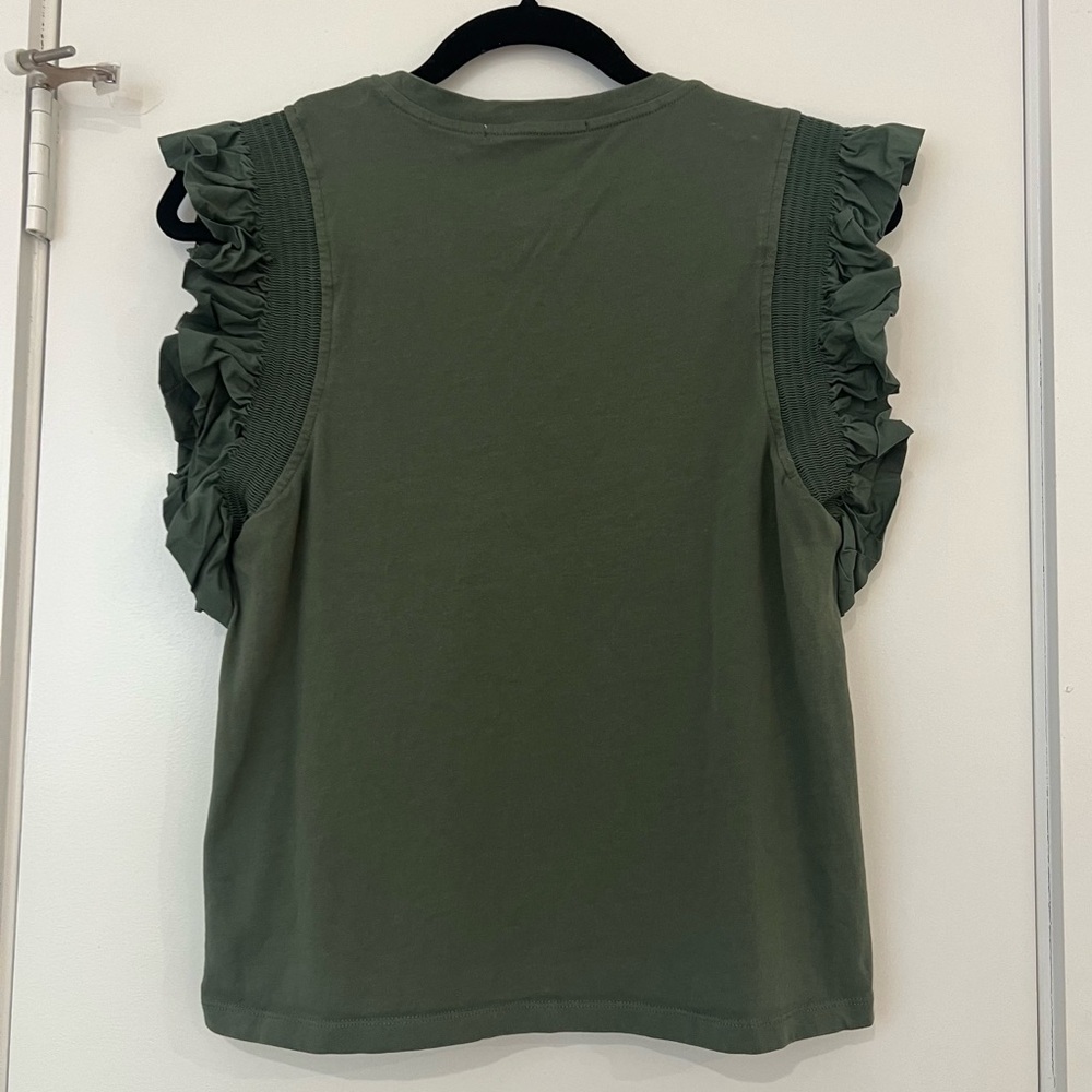 English Factory Ruffle Sleeve Blouse Dark Green - Picture 7 of 7